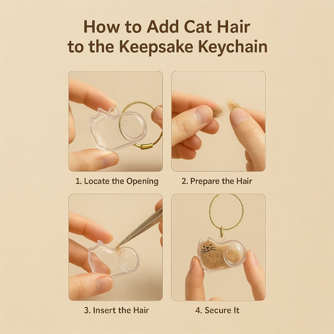 Talking Dog Club  Cat Hair keepsakeCapsule - Key Chain - Resting Cat