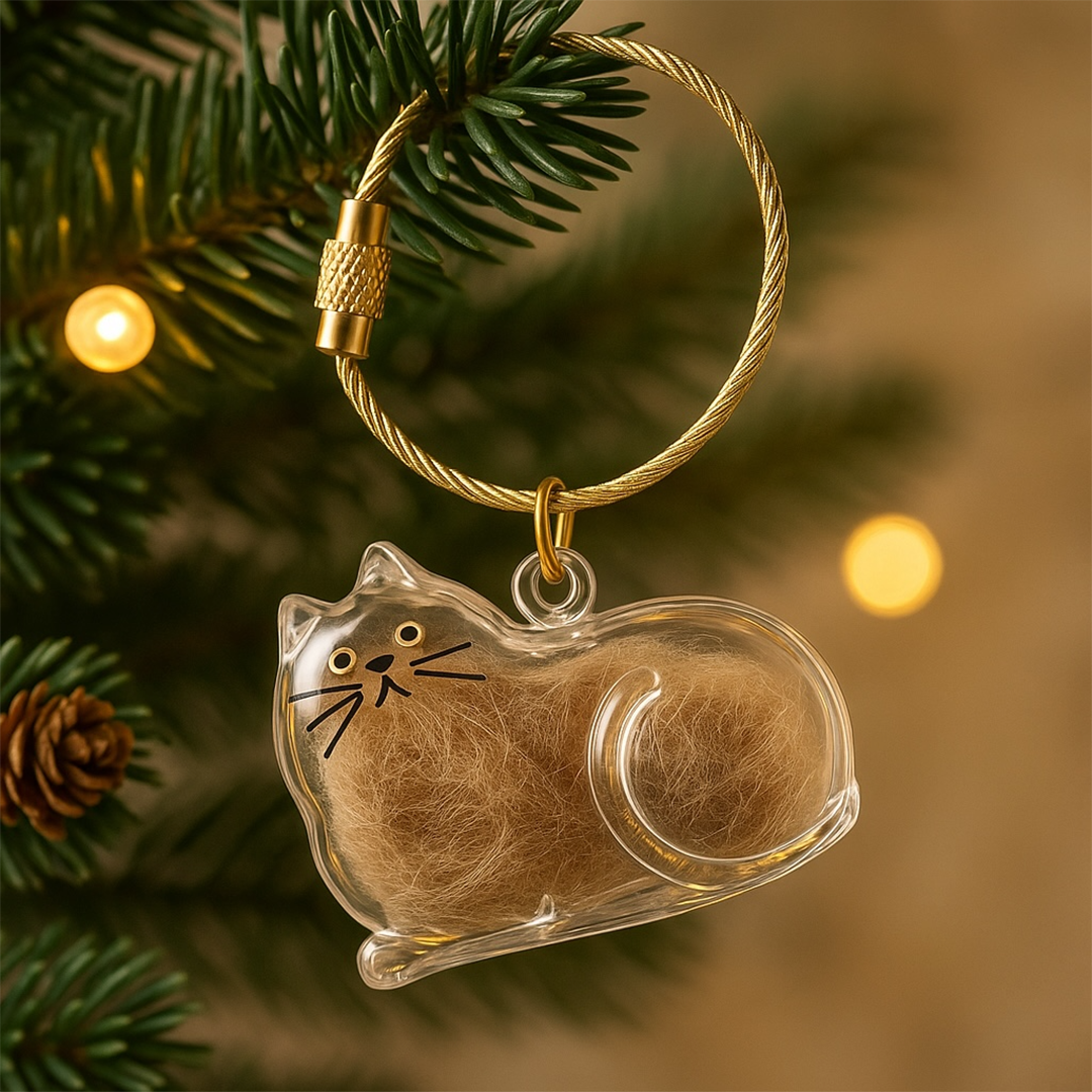 Talking Dog Club  Cat Hair keepsakeCapsule - Key Chain - Resting Cat