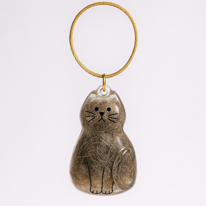Talking Dog Club  Cat Hair keepsakeCapsule - Key Chain - Sitting Cat