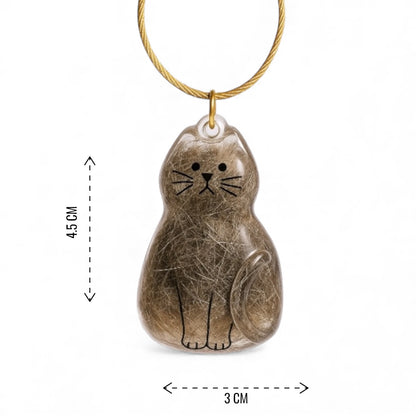 Talking Dog Club  Cat Hair keepsakeCapsule - Key Chain - Sitting Cat