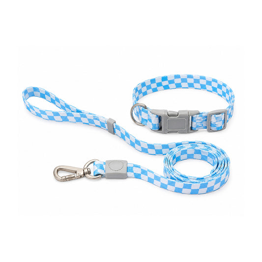 Talking Dog Club  Talking Dog Club - Checkmate Leash and Collar Combo - Blue