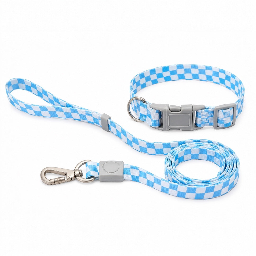 Talking Dog Club  Talking Dog Club - Checkmate Leash and Collar Combo - Blue