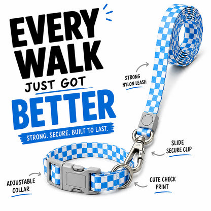 Talking Dog Club  Talking Dog Club - Checkmate Leash and Collar Combo - Blue