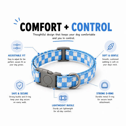 Talking Dog Club  Talking Dog Club - Checkmate Leash and Collar Combo - Blue