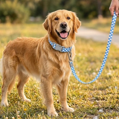 Talking Dog Club  Talking Dog Club - Checkmate Leash and Collar Combo - Blue