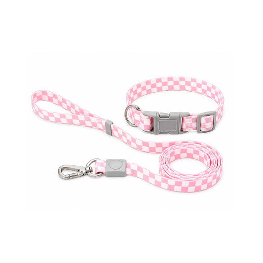 Talking Dog Club - Checkmate Leash and Collar Combo - Pink