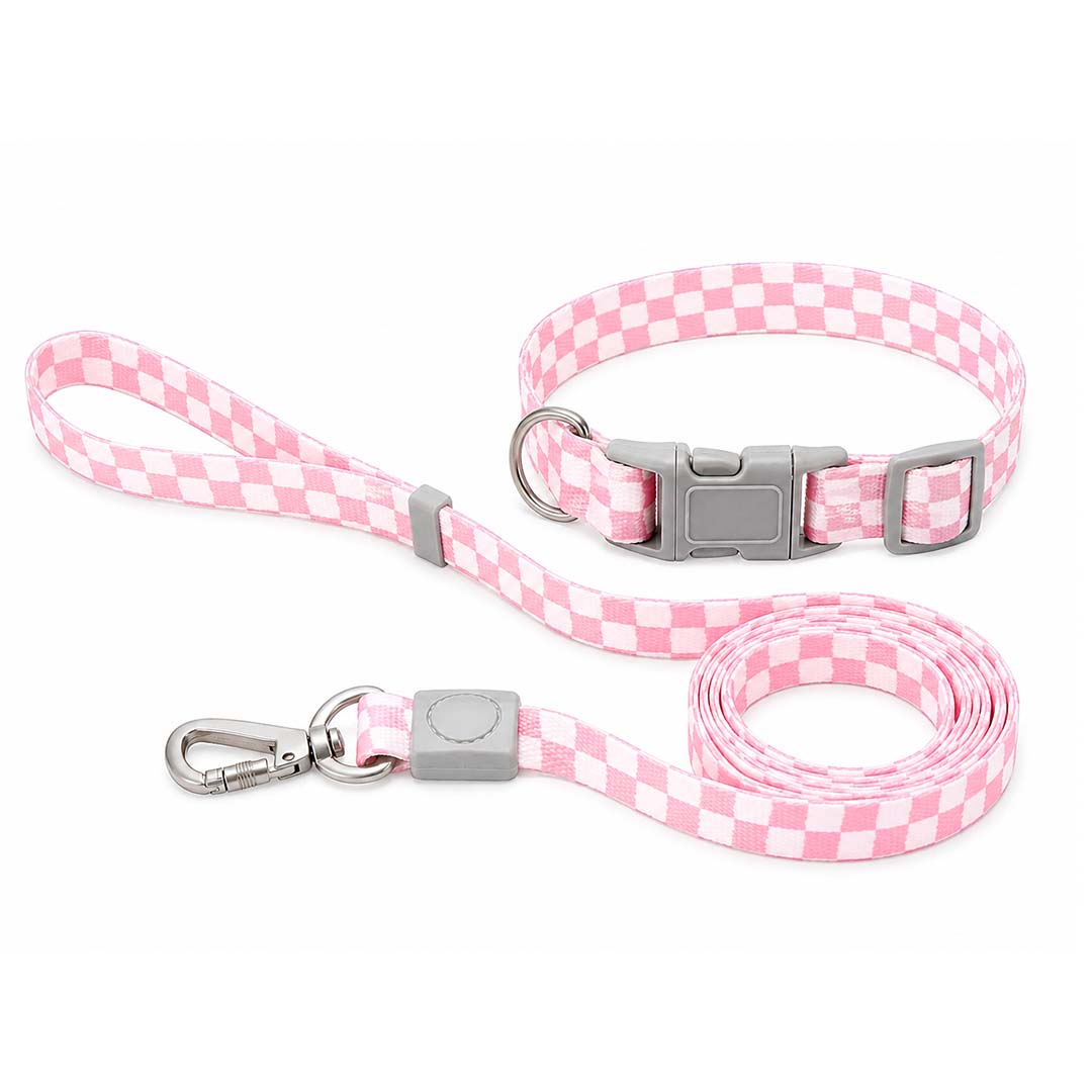 Talking Dog Club  Talking Dog Club - Checkmate Leash and Collar Combo - Pink