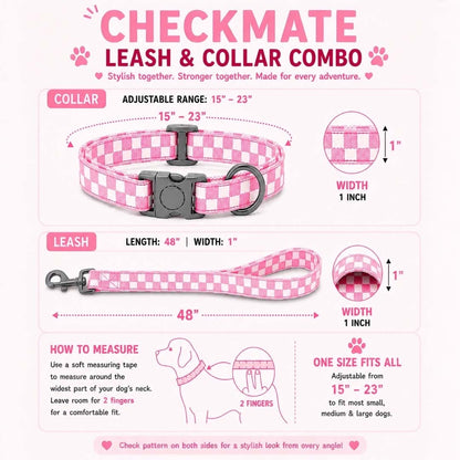 Talking Dog Club  Talking Dog Club - Checkmate Leash and Collar Combo - Pink