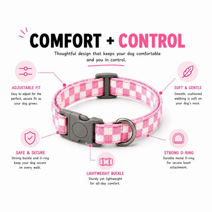 Talking Dog Club  Talking Dog Club - Checkmate Leash and Collar Combo - Pink