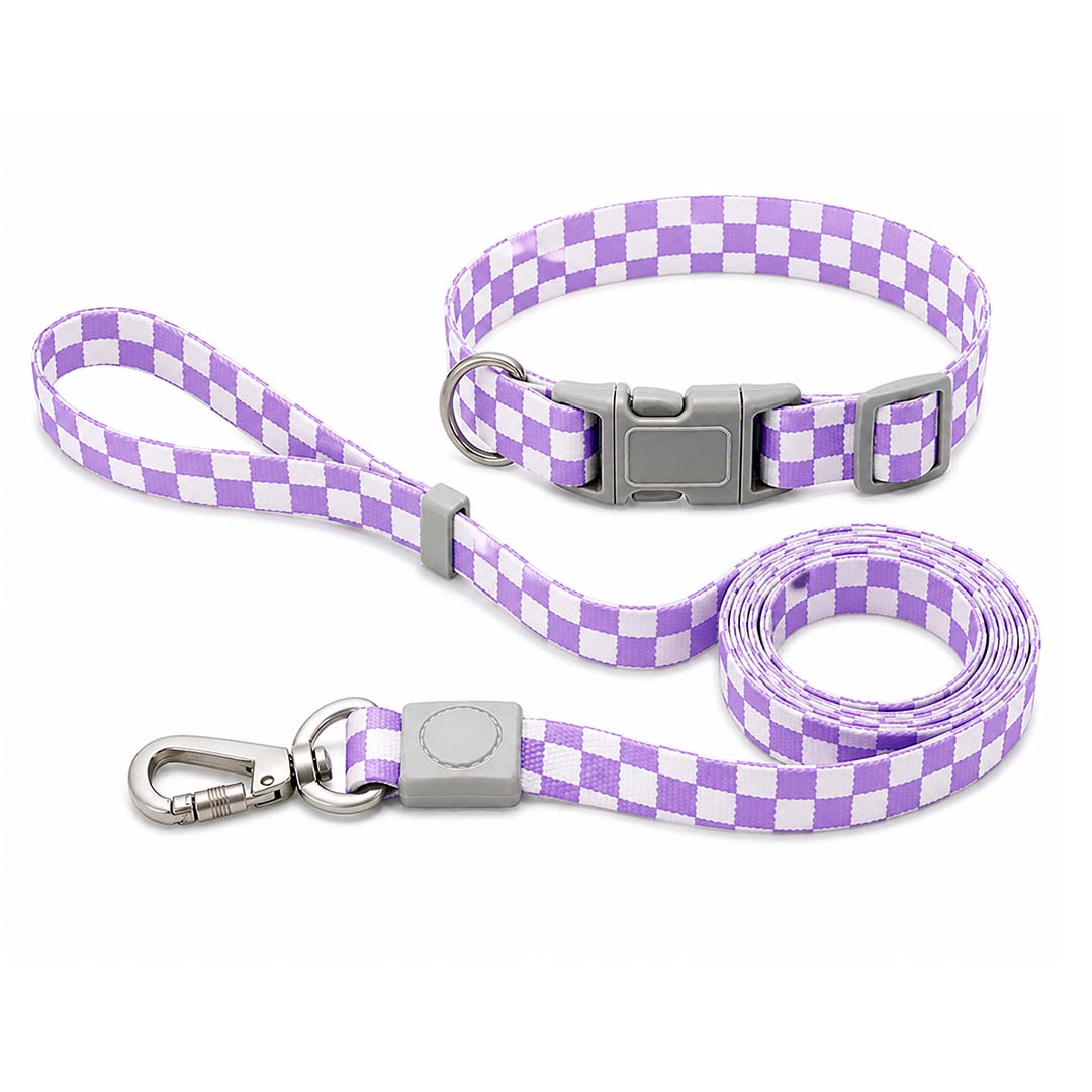 Talking Dog Club  Talking Dog Club - Checkmate Leash and Collar Combo - Purple