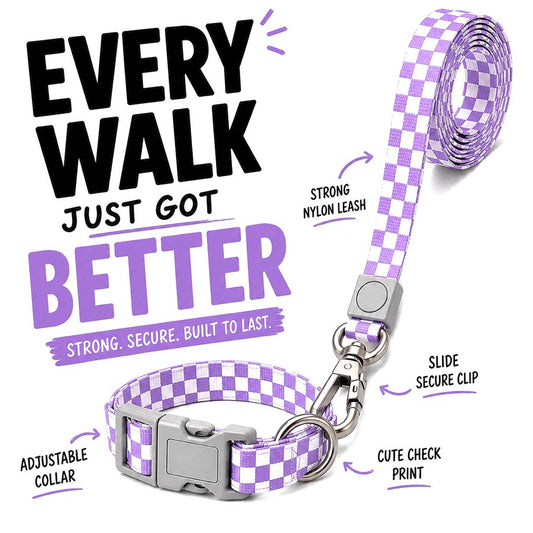Talking Dog Club  Talking Dog Club - Checkmate Leash and Collar Combo - Purple