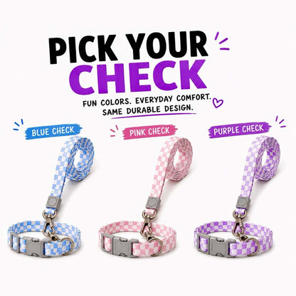 Talking Dog Club  Talking Dog Club - Checkmate Leash and Collar Combo - Purple