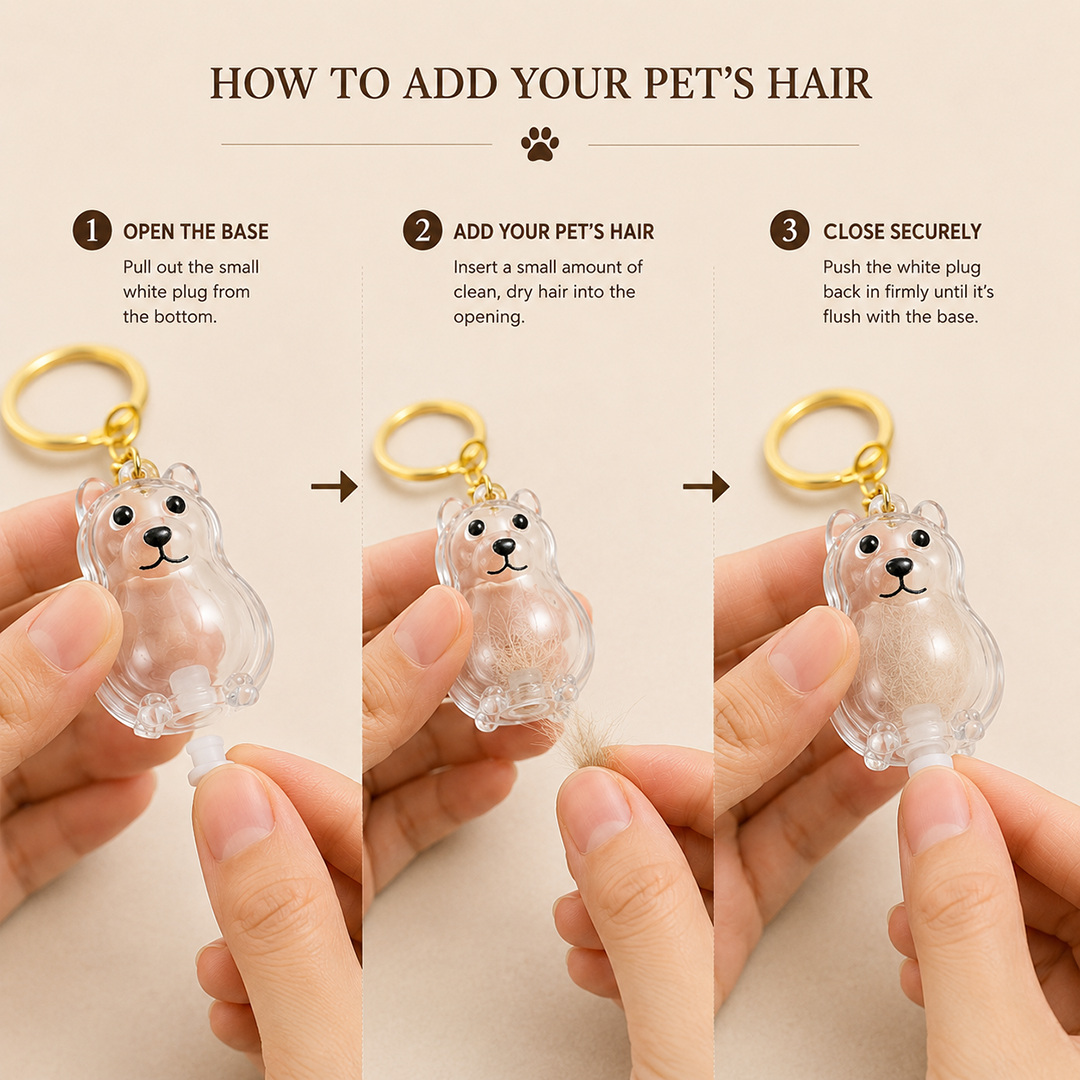 Talking Dog Club  Dog Hair keepsakeCapsule - Key Chain - Happy Lab