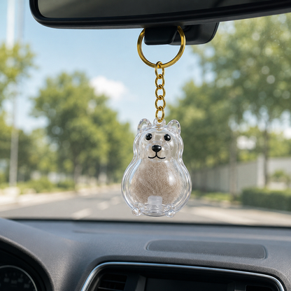 Talking Dog Club  Dog Hair keepsakeCapsule - Key Chain - Happy Lab