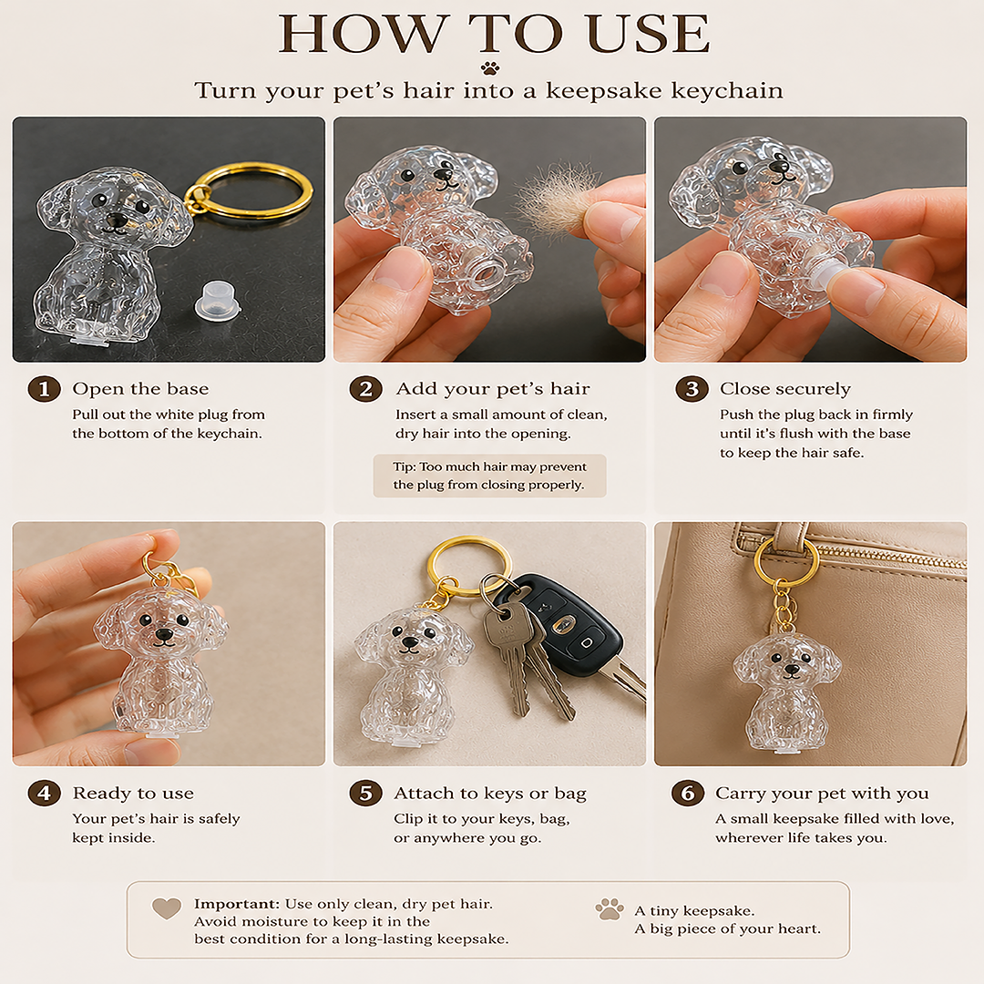 Talking Dog Club  Dog Hair keepsakeCapsule - Key Chain - Shih Tzu