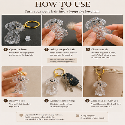 Talking Dog Club  Dog Hair keepsakeCapsule - Key Chain - Shih Tzu