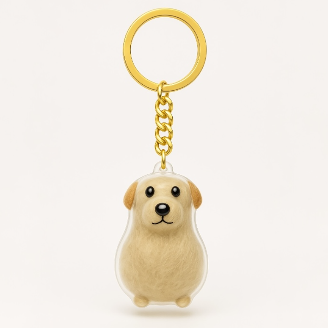 Talking Dog Club  Dog Hair keepsakeCapsule - Key Chain - Sitting Dog