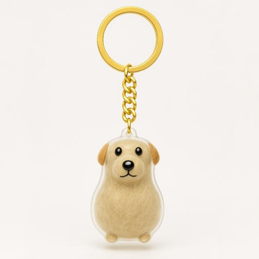 Talking Dog Club  Dog Hair keepsakeCapsule - Key Chain - Sitting Dog
