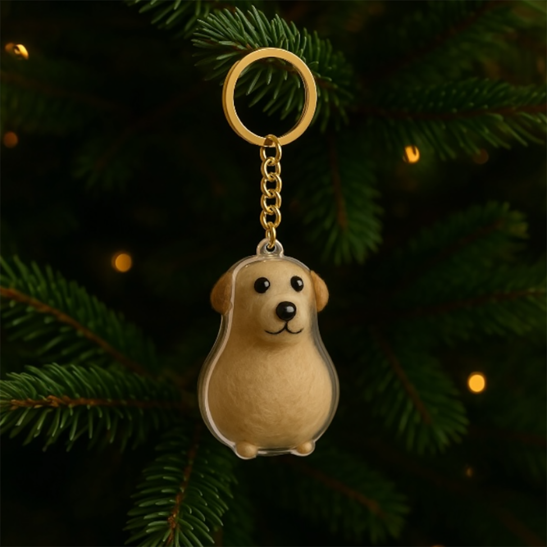 Talking Dog Club  Dog Hair keepsakeCapsule - Key Chain - Sitting Dog