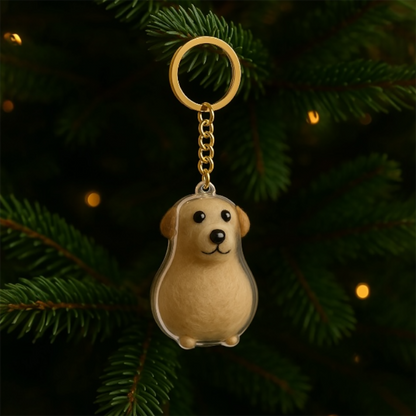 Talking Dog Club  Dog Hair keepsakeCapsule - Key Chain - Sitting Dog