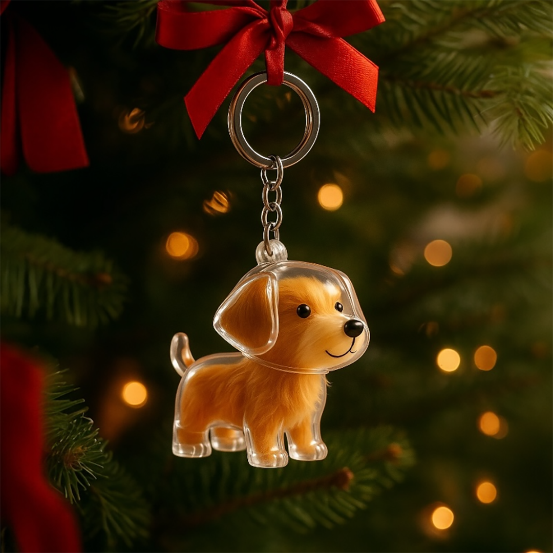 Talking Dog Club  Dog Hair keepsakeCapsule - Key Chain - Standing Dog