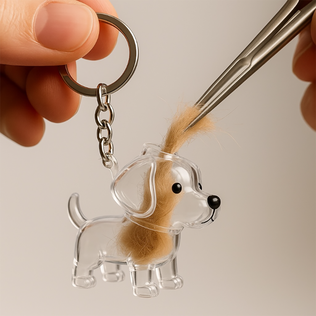Talking Dog Club  Dog Hair keepsakeCapsule - Key Chain - Standing Dog