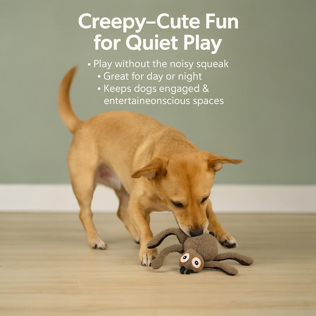 Talking Dog Club  Itsy Bitsy Spider Plush - Ultrasonic-Silent Squeaker Toy