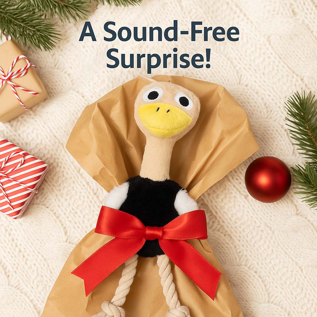Talking Dog Club  Ostritch Plush - Ultrasonic-Silent Squeaker Toy
