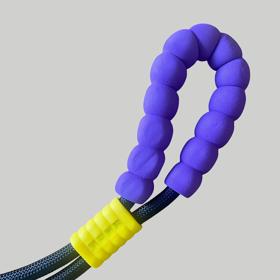 Talking Dog Club  Vivid- Brigt Color Extra Stong Leash - Black Leash/ Purple Handle