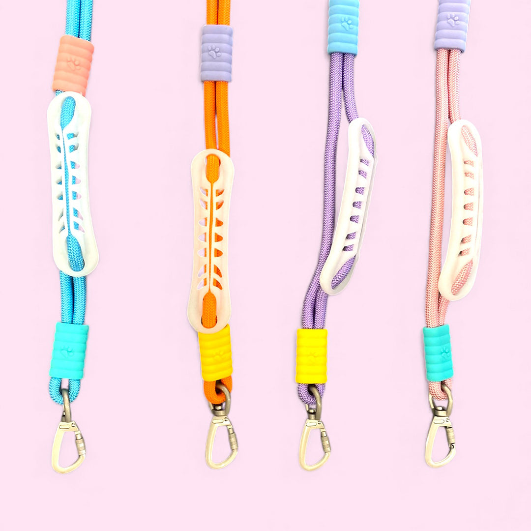 Talking Dog Club  Vivid- Bright Color Extra Stong Leash - Pink Leash/ Purple Handle