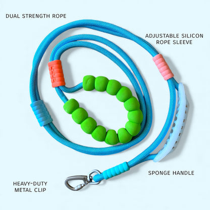 Talking Dog Club  Vivid - Bright Color Extra Stong Leash - Blue Leash/ Green Handle