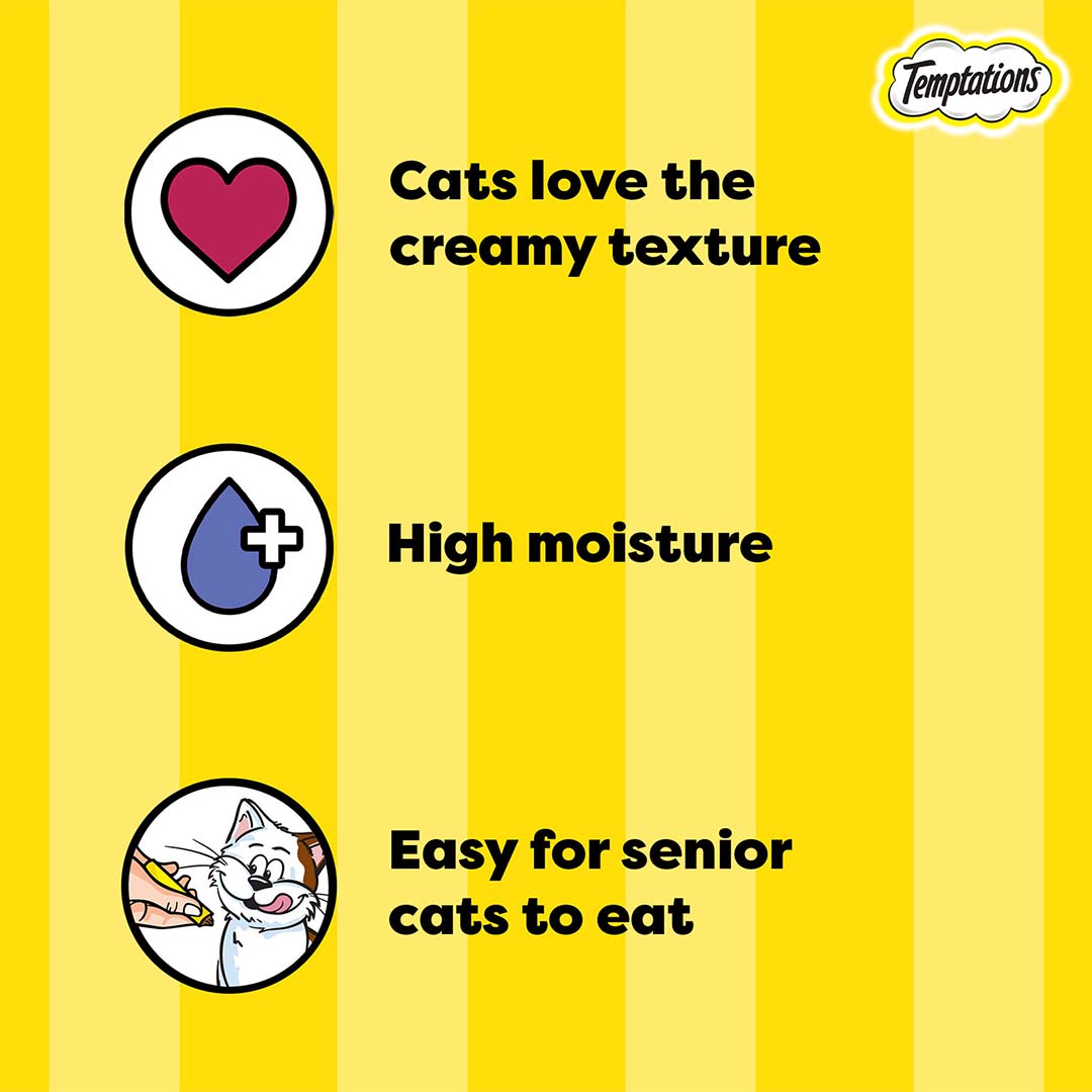 Temptations Creamy Purrrr-ee Cat Treats, Chicken & Tuna Flavors  48g (4 pieces)
