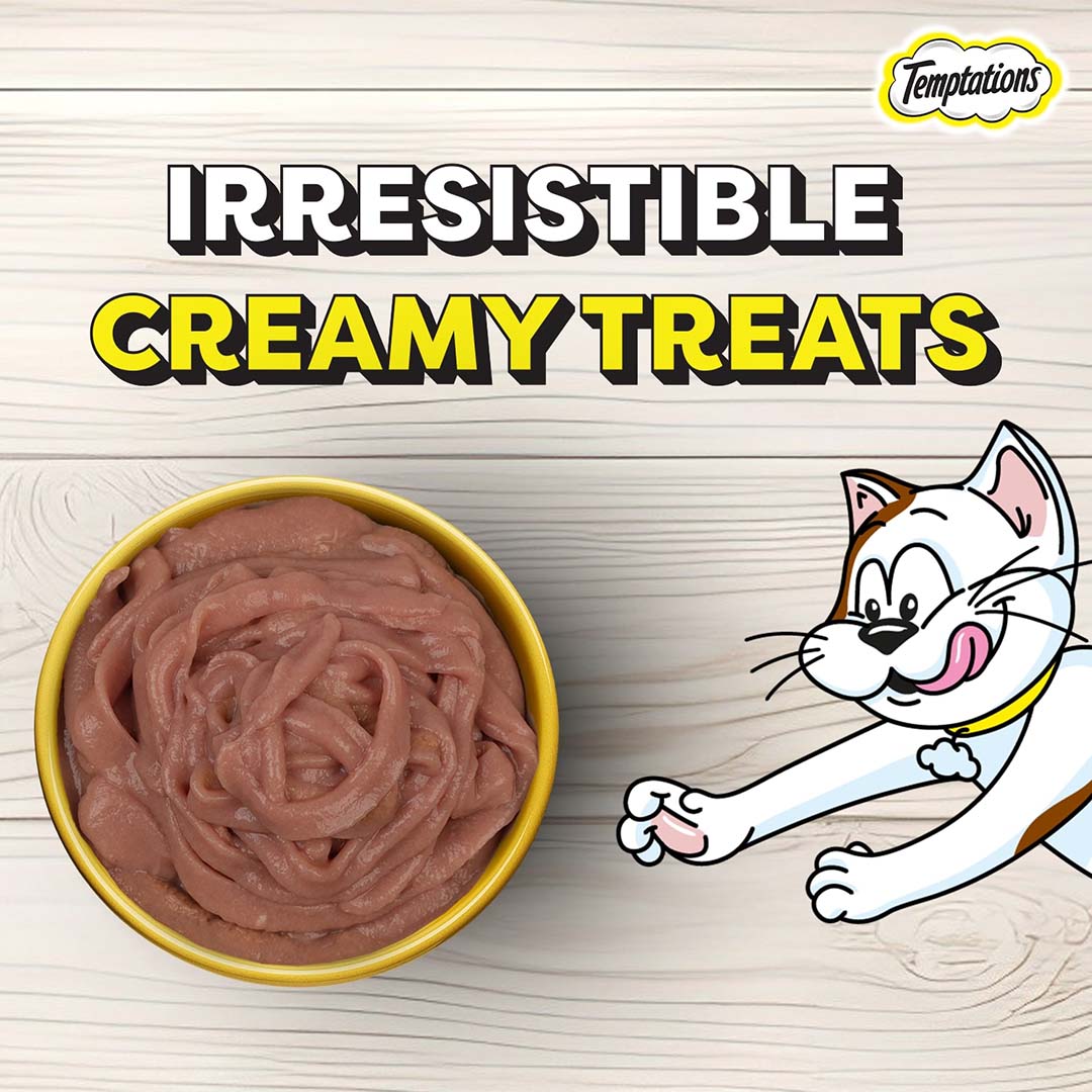 Temptations Creamy Purrrr-ee Cat Treats, Chicken & Tuna Flavors  48g (4 pieces)