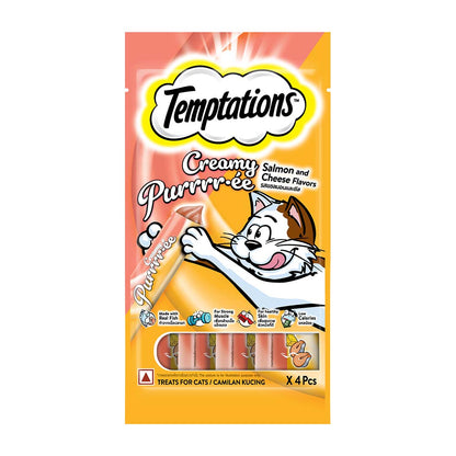 Temptations Creamy Purrrr-ée, Salmon & Cheese Flavour 48g (4 pieces)