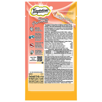 Temptations Creamy Purrrr-ée, Salmon & Cheese Flavour 48g (4 pieces)