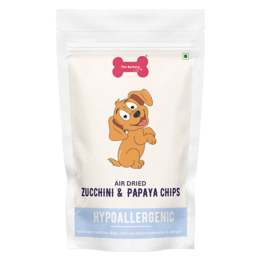 The Barkery by NV Hypoallergenic Papaya & Zucchini Dog Chips | Air-Dried Vegetarian Treats | 300g