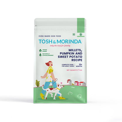 Tosh & Morinda Millets, Pumpkin and Sweet Potato Recipe - Baked Food for Adult Dogs