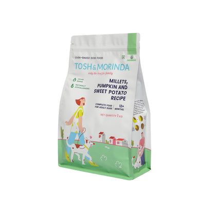 Tosh & Morinda Millets, Pumpkin and Sweet Potato Recipe - Baked Food for Adult Dogs