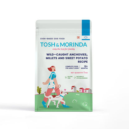 Tosh & Morinda Wild-Caught Anchovies, Millets and Sweet Potato Recipe - Baked Food for Adult Dogs