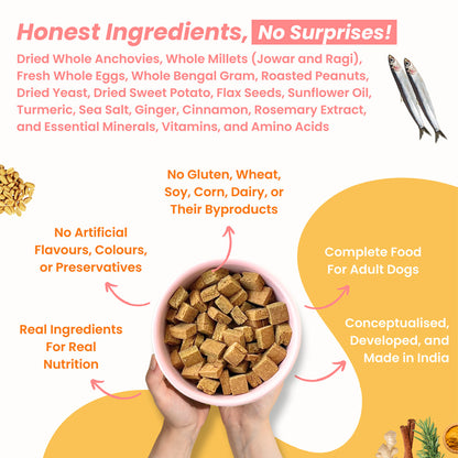 Tosh & Morinda Wild-Caught Anchovies, Millets and Sweet Potato Recipe - Baked Food for Adult Dogs