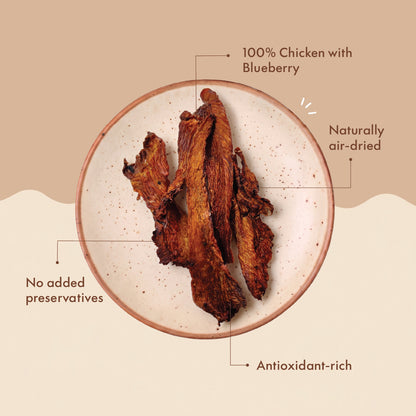 Two & a Half Tails Noor's Blueberry Chicken Jerky 70g | Grain-Free Dog Treats