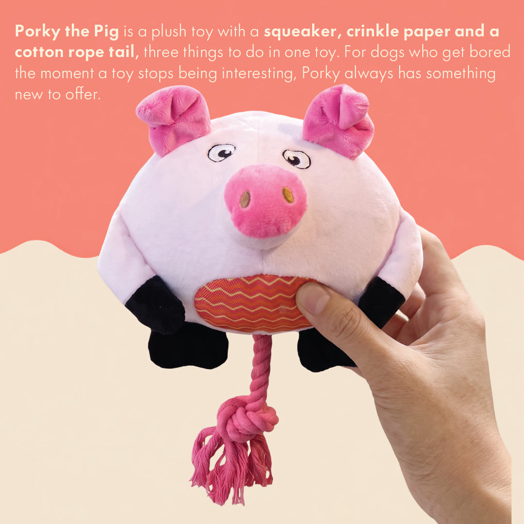 Two & a Half Tails Porky the Pig Chew & Rope Toy