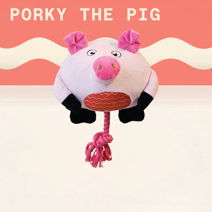 Two & a Half Tails Porky the Pig Chew & Rope Toy