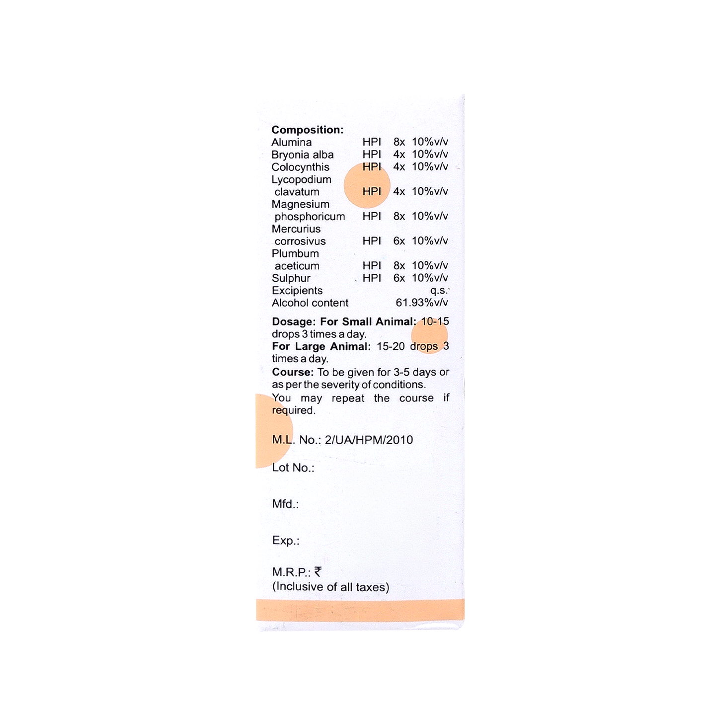 Bakson Veterinary V-19 (Colic Drops)