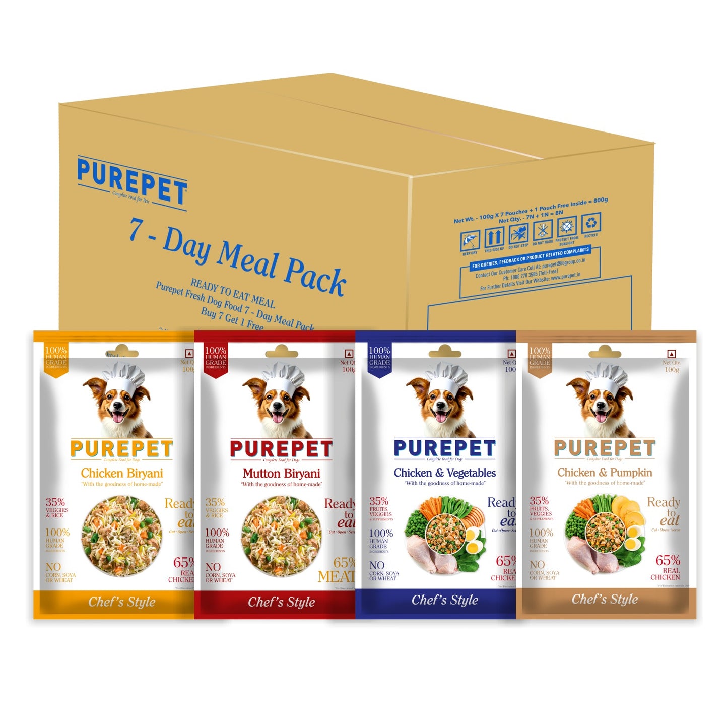 Purepet Fresh Wet Dog Food Day Meal Pack of 7 Biryanis