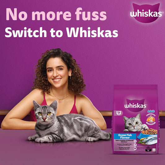 Whiskas Adult (+1 year) Dry Cat Food Food, Ocean Fish Flavour, 1.2kg Pack