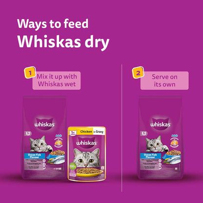 Whiskas Adult (+1 year) Dry Cat Food Food, Ocean Fish Flavour, 3kg Pack