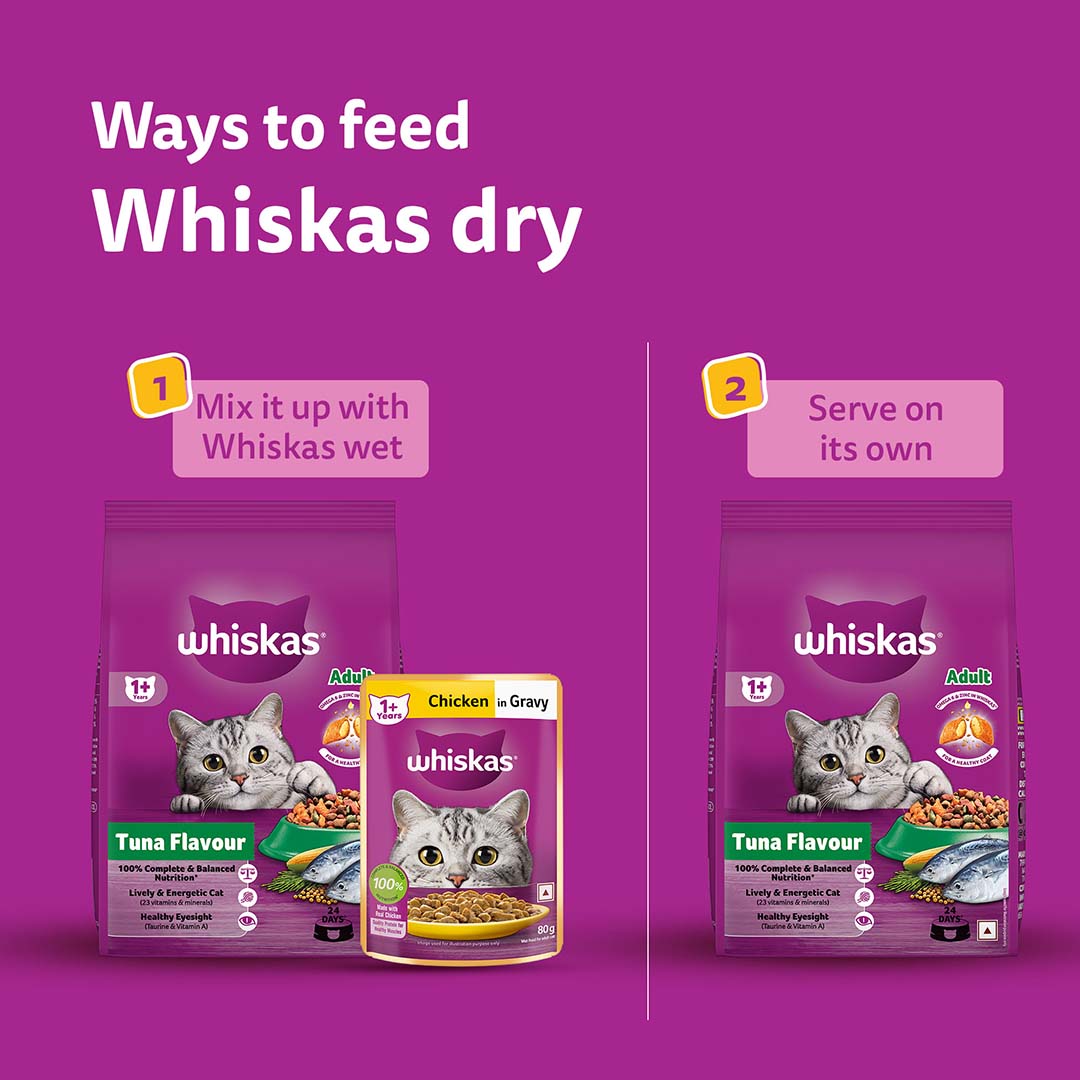 Whiskas Adult (+1 year) Dry Cat Food Food, Tuna Flavour, 1.2kg Pack