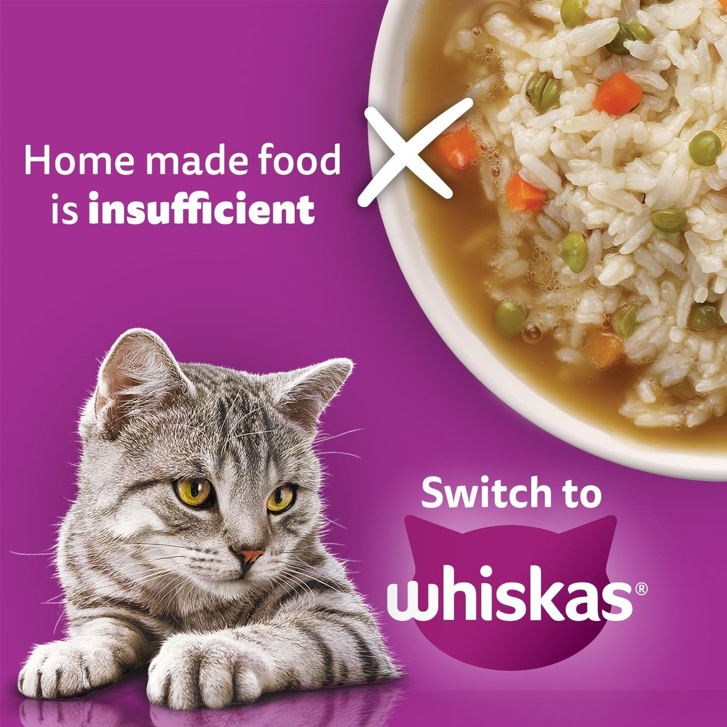 Whiskas Adult (1+ year) Wet Cat Food, Ocean Fish Flavor, 80g | Complete & Balanced Food for Adult Cats