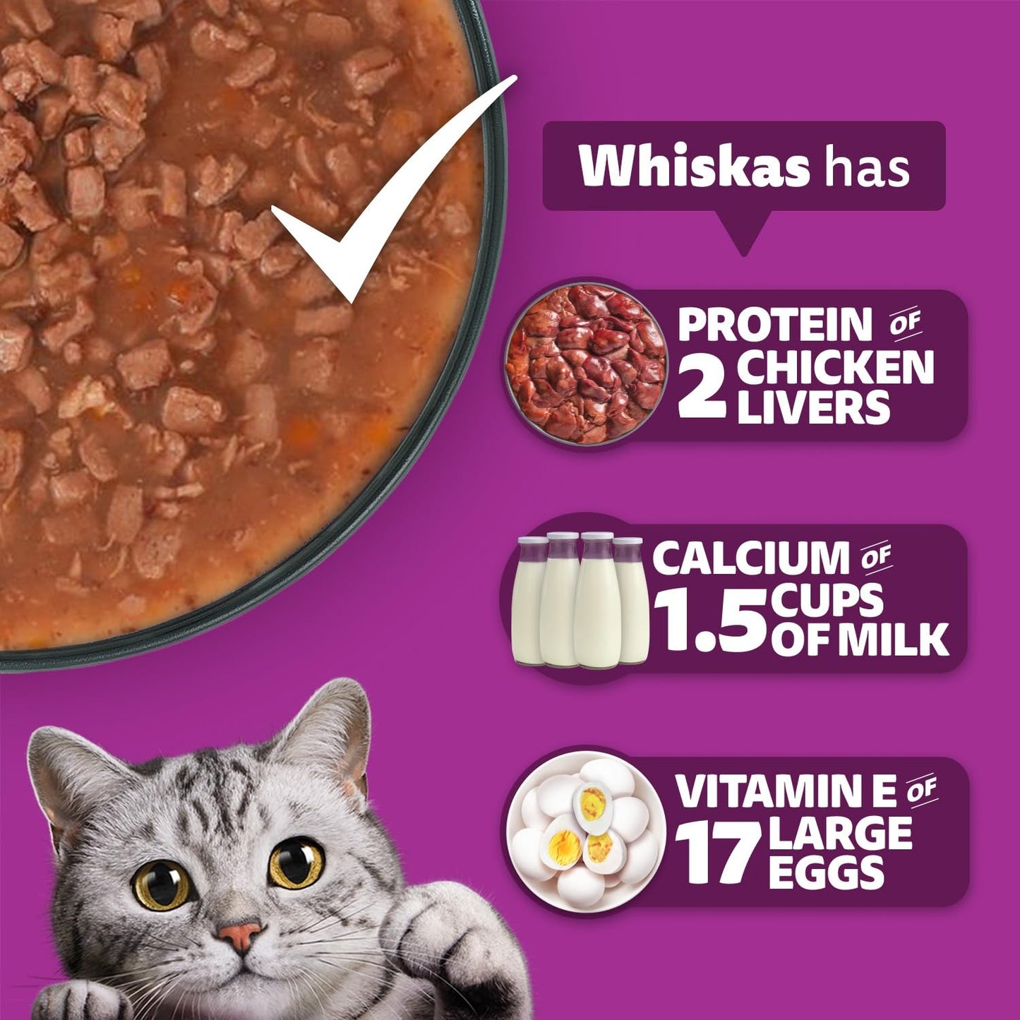 Whiskas Adult (1+ year) Wet Cat Food, Ocean Fish Flavor, 80g | Complete & Balanced Food for Adult Cats